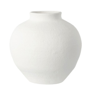 Canyon Round White Terracotta Vase, decorative planter or flower display