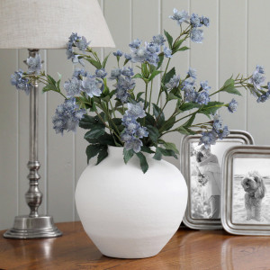 Canyon Round White Terracotta Vase, a decorative vessel for arranging flowers, foliage or tabletop displays