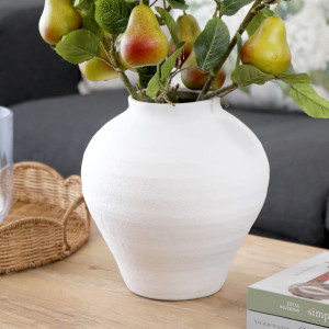 Canyon Taper White Terracotta Vase, a decorative vessel for arranging flowers, foliage or tabletop displays