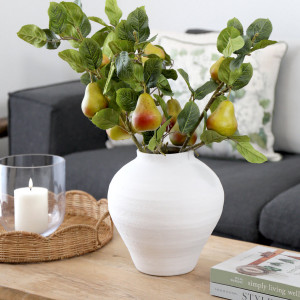 Canyon Taper White Terracotta Vase, designed as a sculptural vase for shelf, console or table styling