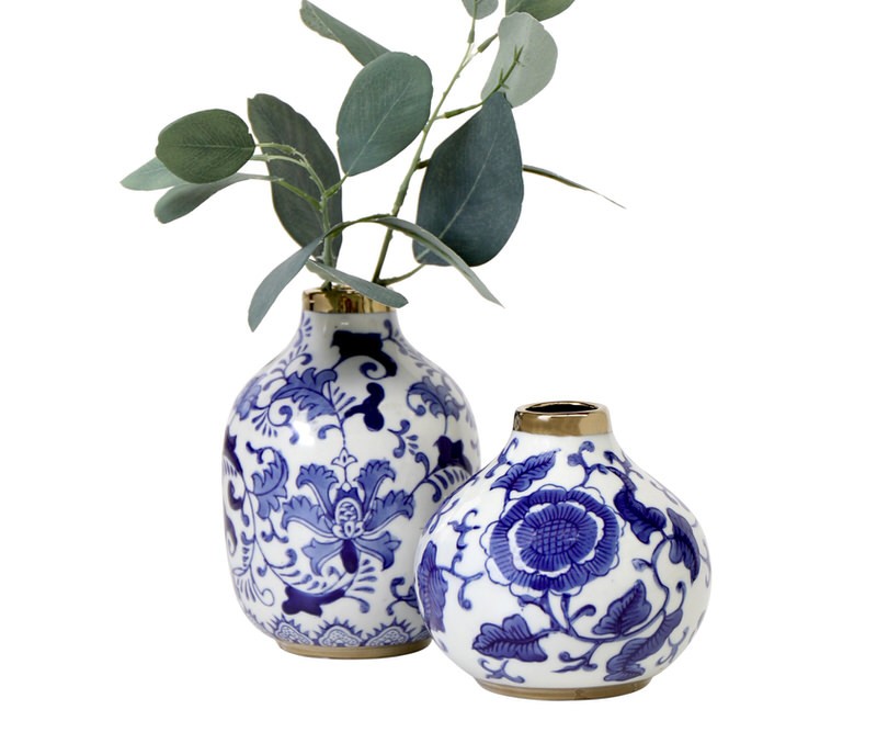 Fortuna Blue & White Bud Vase