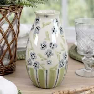 Isobel Blue Floral Vase, decorative planter or flower display