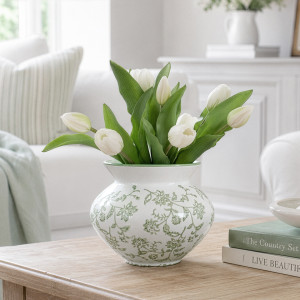 Mossvale Green Floral Vase, a decorative vessel for arranging flowers, foliage or tabletop displays