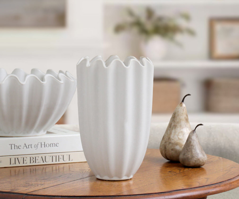 Amadora Fluted White Vase