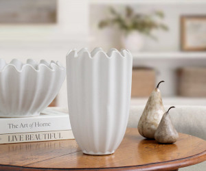 Amadora Fluted White Vase