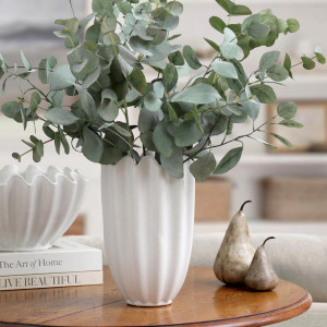 Amadora Fluted White Vase, a decorative vessel for flowers or tabletop styling