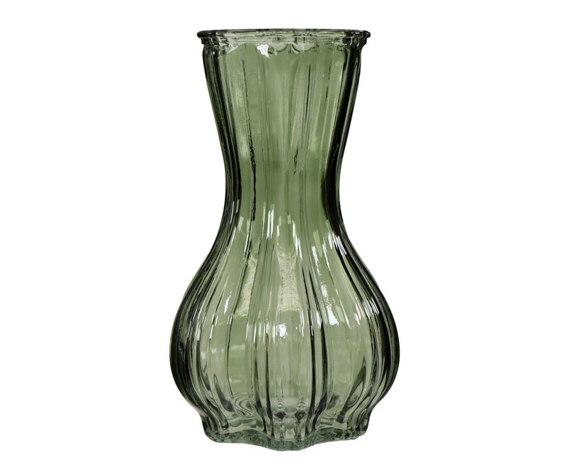 Green Martina Fluted Glass Vase