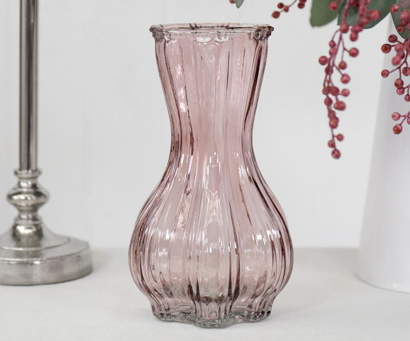 Pink Martina Fluted Glass Vase