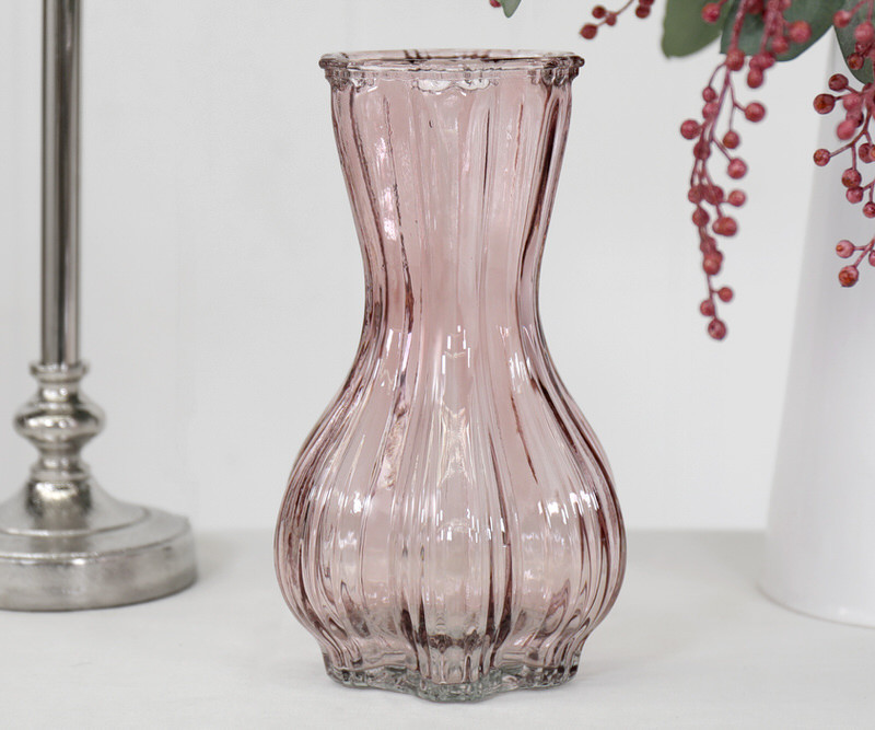 Pink Martina Fluted Glass Vase