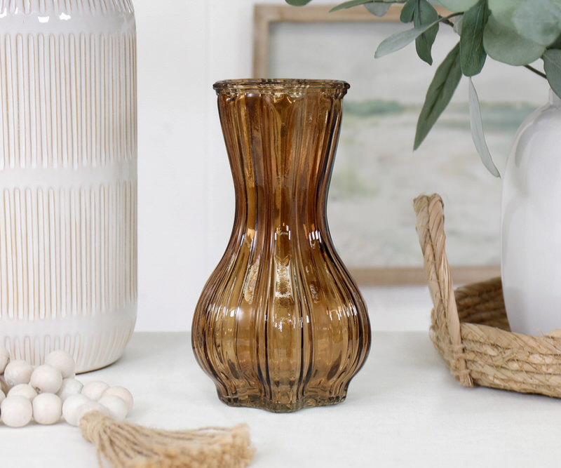 Amber Martina Fluted Glass Vase