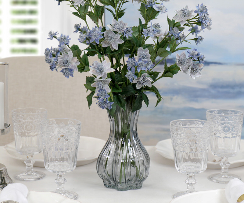 Blue Martina Fluted Glass Vase