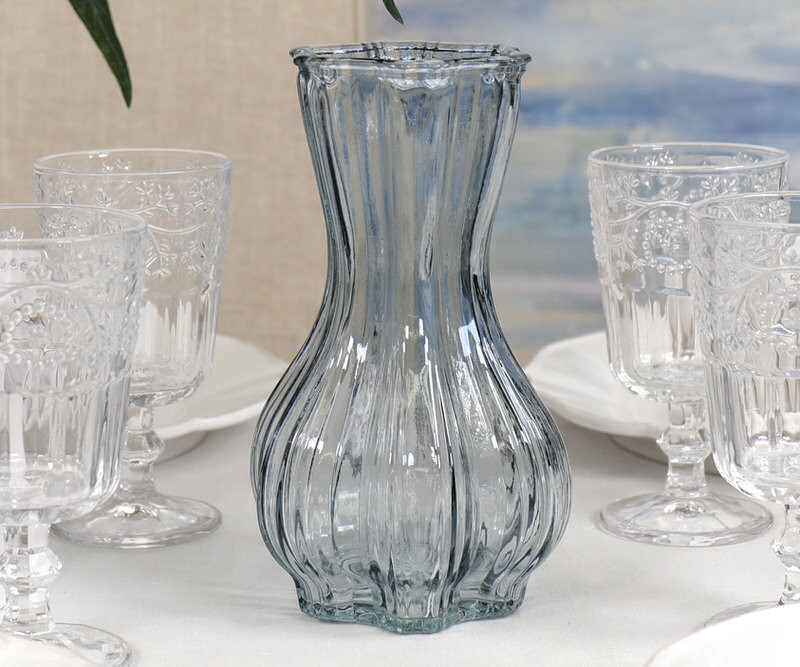 Blue Martina Fluted Glass Vase