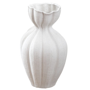 Valetta Fluted White Vase, a decorative vessel for arranging flowers, foliage or tabletop displays