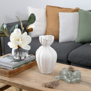 Valetta Fluted White Vase, a decorative vessel for flowers or tabletop styling
