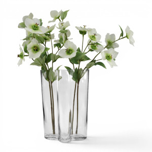 Paige clear ripple glass vase holding a loose arrangement of white flowers