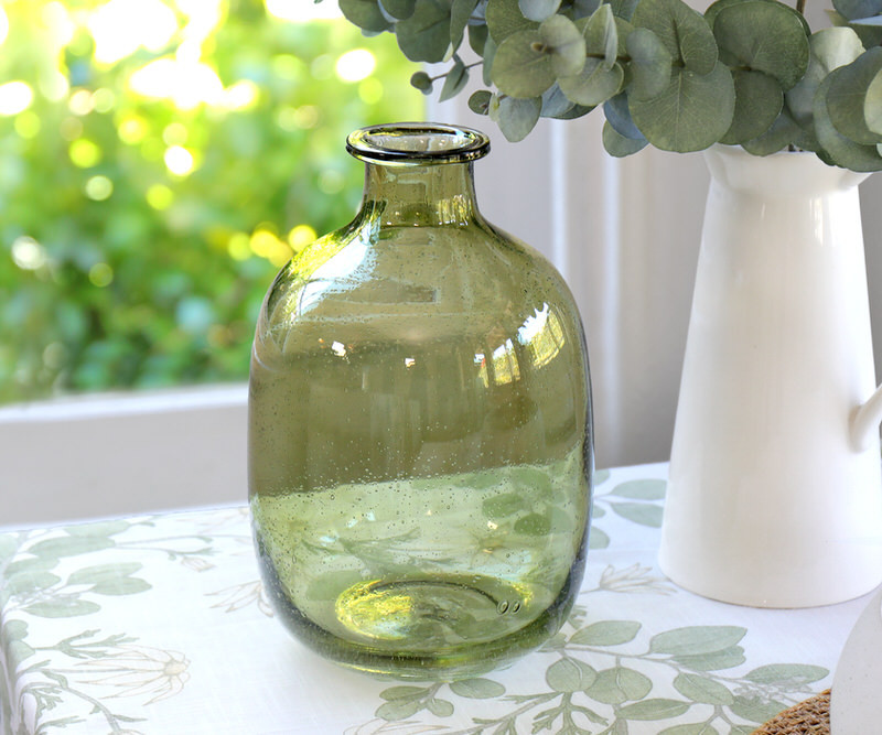 Lunel Green Glass Carboy Vase
