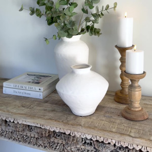 Wide Melrose White Vase
