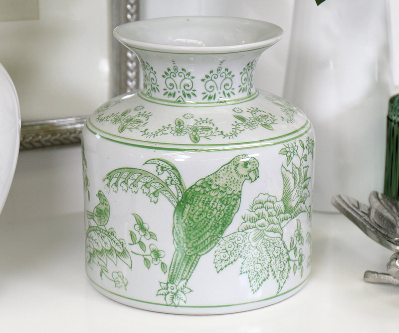Short Montclair Green Parrots Vase