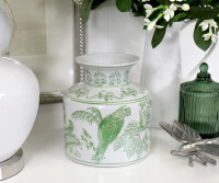 Short Montclair Green Parrots Vase