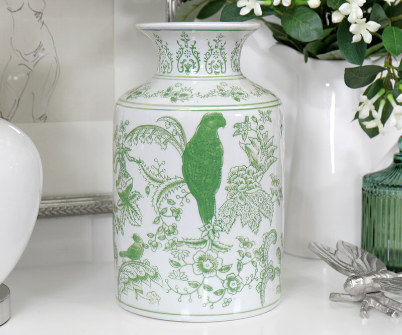 Tall Montclair Green Parrots Vase