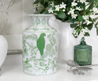 Tall Montclair Green Parrots Vase