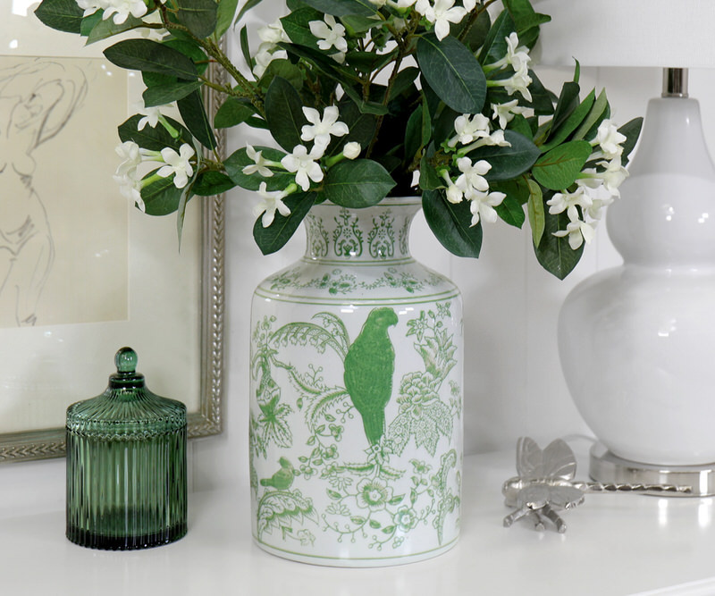 Tall Montclair Green Parrots Vase