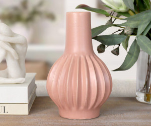 Lopez Blush Pink Fluted Vase