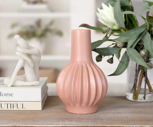 Lopez Blush Pink Fluted Vase