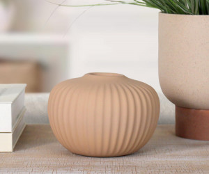 Sorelle Apricot Clay Ribbed Vase