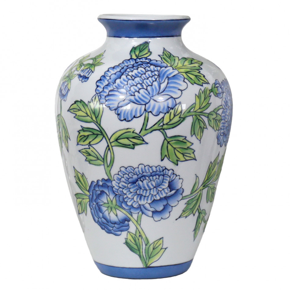 Bellecourt Blue & White Vase, a decorative vessel for flowers or tabletop styling