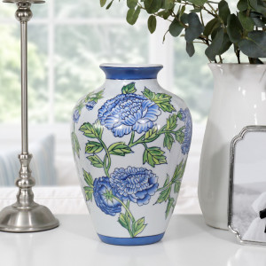 Bellecourt Blue & White Vase, designed as a sculptural vase for shelf, console or table styling