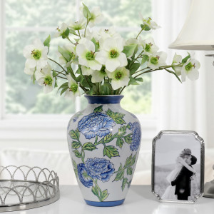 Bellecourt Blue & White Vase, a decorative vessel for arranging flowers, foliage or tabletop displays