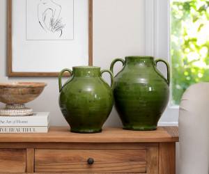 Large Salvada Green Urn Vase