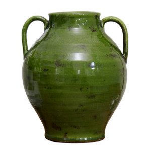Large Salvada Green Urn Vase, a decorative vessel for flowers or tabletop styling