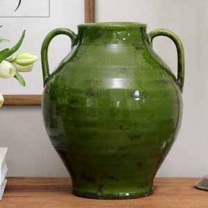 Large Salvada Green Urn Vase, decorative planter or flower display