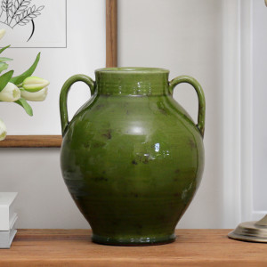 Small Salvada Green Urn Vase, decorative planter or flower display