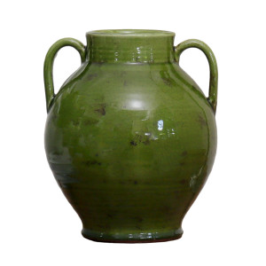 Small Salvada Green Urn Vase, a decorative vessel for flowers or tabletop styling