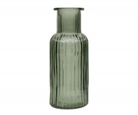 Ellis Ribbed Glass Vase - Green
