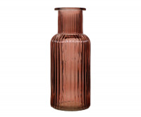 Ellis Ribbed Glass Vase - Rose