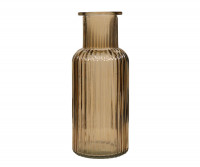 Ellis Ribbed Glass Vase - Amber