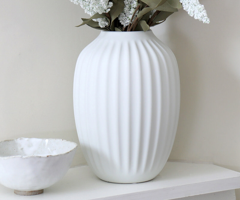 Portland Ribbed White Vase