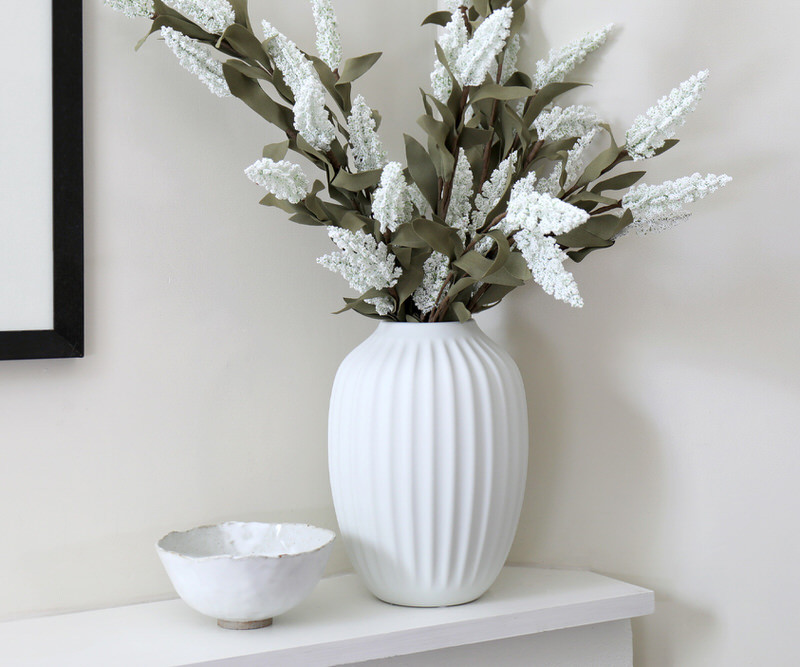Portland Ribbed White Vase