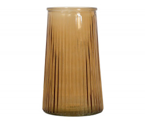 Gianna Ribbed Glass Vase - Amber