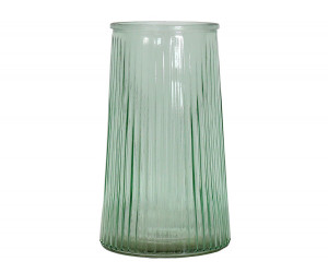 Gianna Ribbed Glass Vase - Green