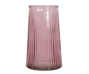 Gianna Ribbed Glass Vase - Rose