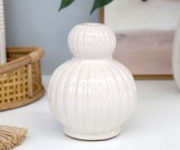 Barrera Ribbed White Vase - Short