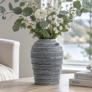 Rockpool Soft Blue Vase, a decorative vessel for arranging flowers, foliage or tabletop displays