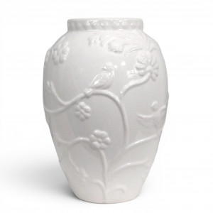 White Rosemont Embossed Vase, a decorative vessel for flowers or tabletop styling