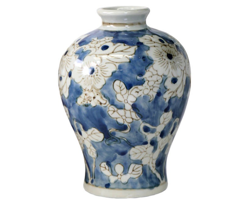 Columbine III Blue Floral Vase Urn Shape