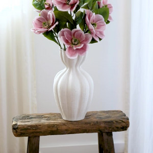 Valetta Fluted White Vase, designed as a sculptural vase for shelf, console or table styling
